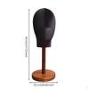 Pruik Mannequin Hoofd met Houten Basis Velours Bekleed voor Hoedenmakers