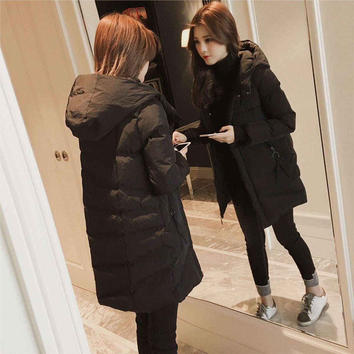 

Одежда с хлопковой подкладкой, женская куртка средней длины, свободное повседневное студенческое утепленное новое корейское пальто L чёрный