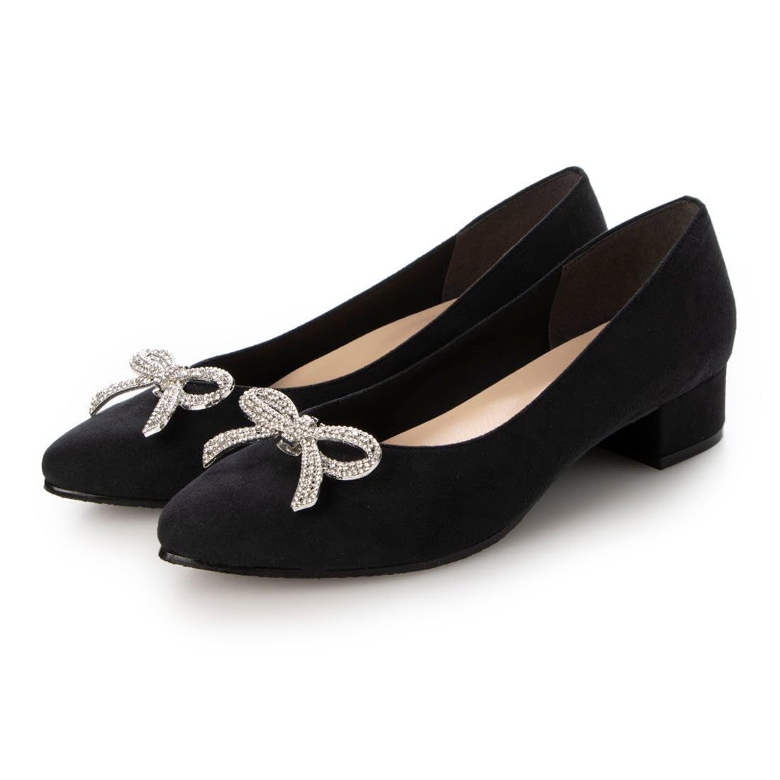

IK Plus Women s Almond Toe V-Cut Pumps, Size 480-56, Black Suede, 25.5 cm, 3E
