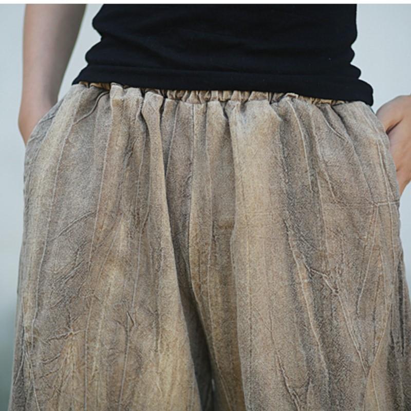 Johnature Woman Autumn Tie Dye Splice Devise Personality Pants Niche Casual Chinese Style Vintage Retro Pants