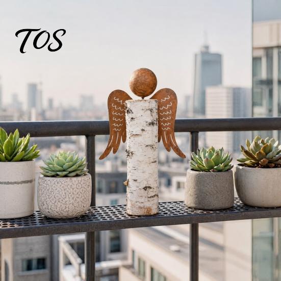 Artistic Yard Decor for Garden Rusty Vintage Angel Wings Wall Decor, Metal Winged Ornament Sculpture, Weatherproof Outdoor Decorative Backyard