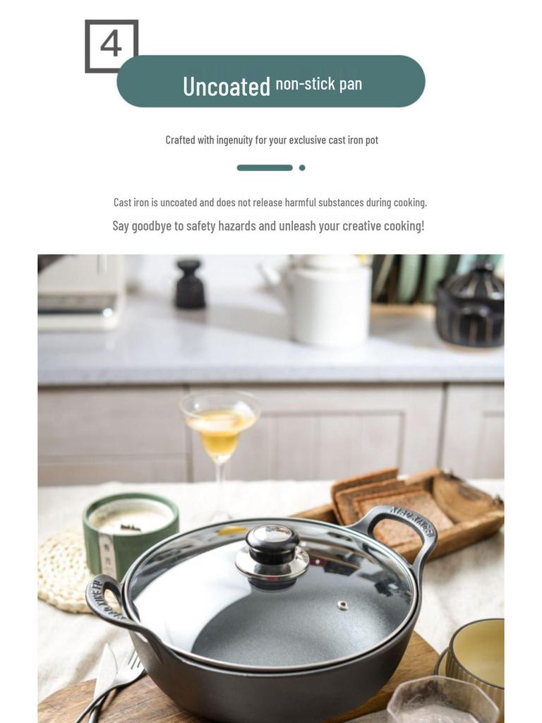 Thor's Cast Iron Yuanbao Double Ear Flat Bottom Stew Pot