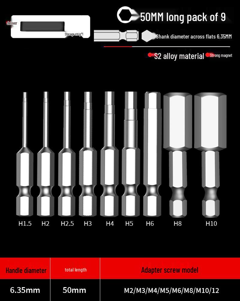 Hexagonal Driver Bit Extension for Screwdriver and Drill
