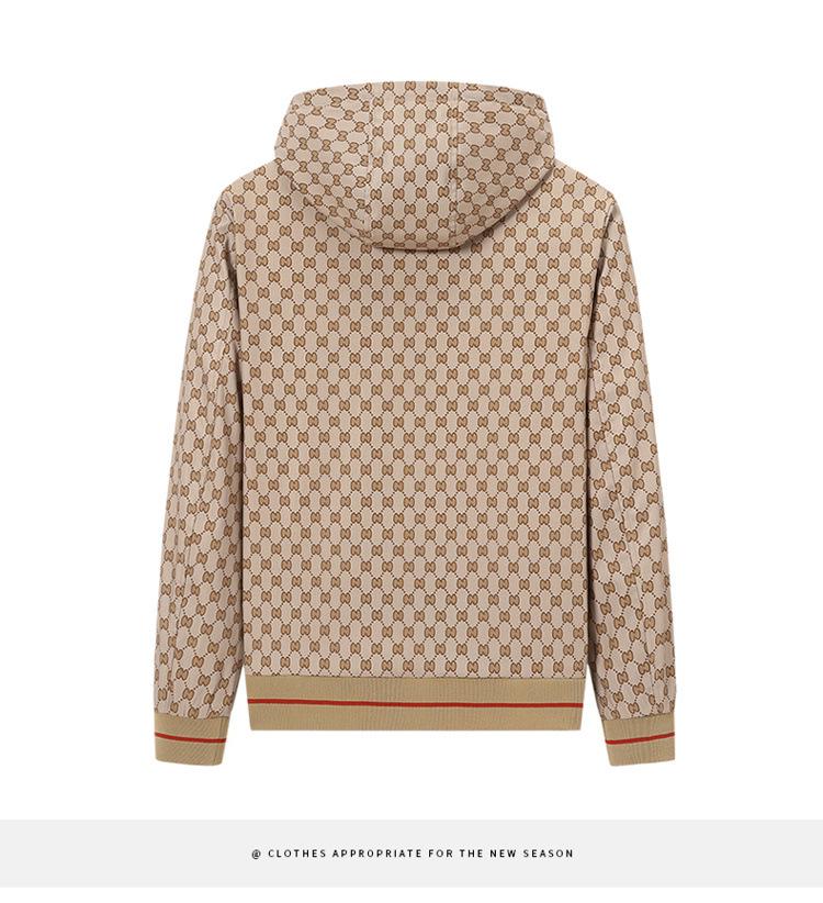 Men's Luxury European Embroidered Bee Hooded Jacket - Spring/Autumn