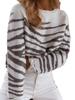 2023 European & American Women's Striped Patchwork Crew Neck Knit Sweater