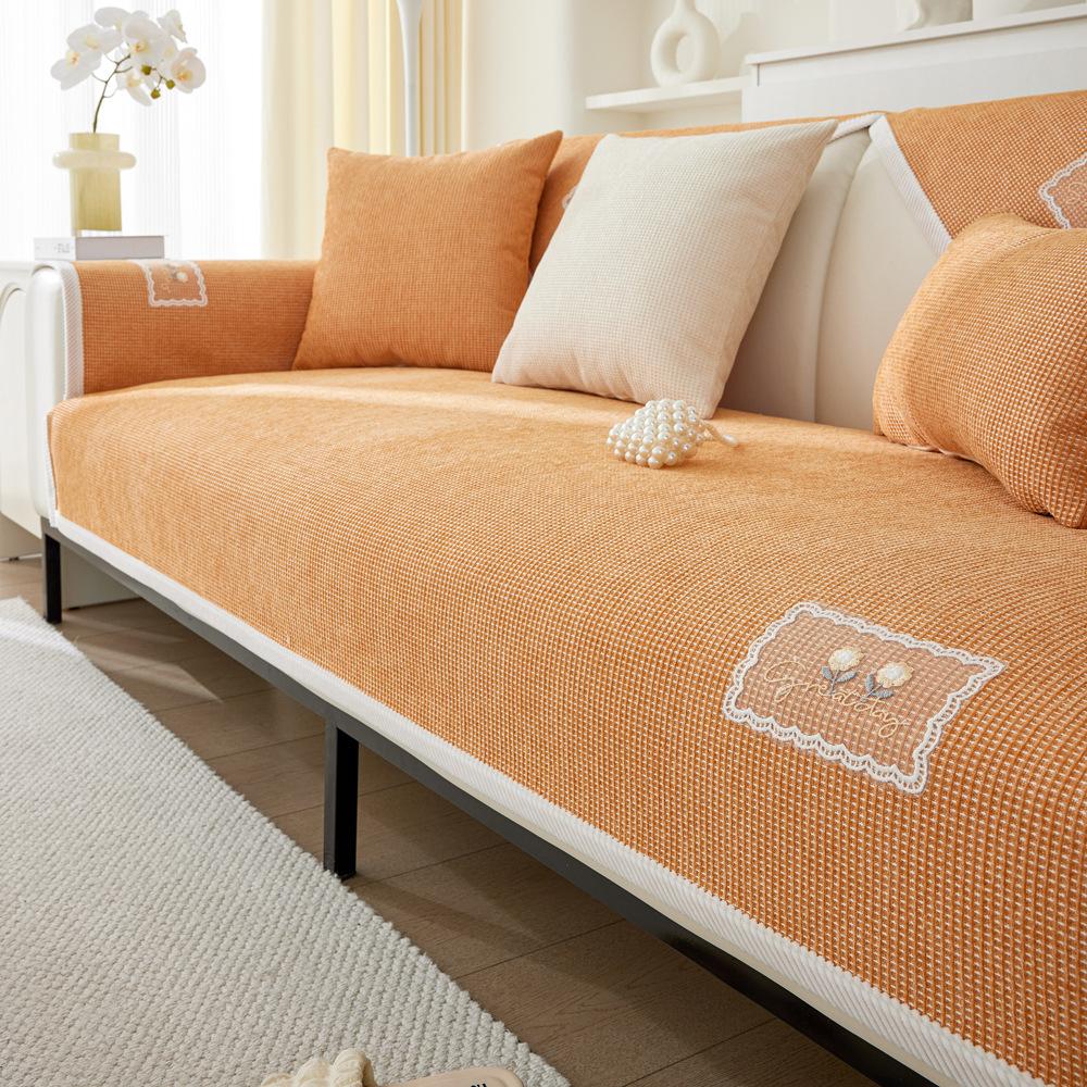 Chenille Sofa Cushion Four Seasons Universal Non-Slip Waffle Sofa Seat Cushions Simple Cloth Modern Sofa Cover