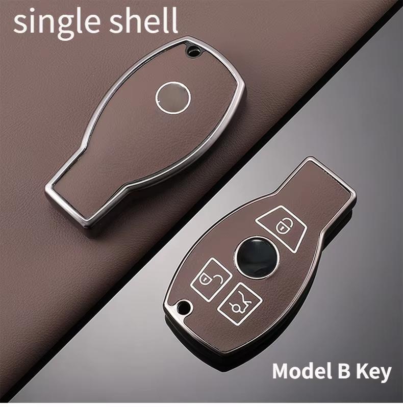 For Mercedes-Benz TPU Car Key Cover E-Class/Class E300L/C260L/A200L Car Key Decorative Leather Pattern All-Pack Protective Case