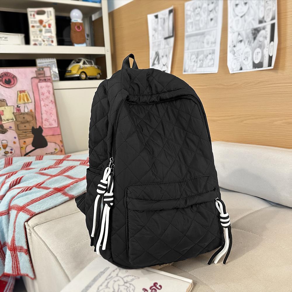 Lingge Car Stitching Backpack, College Style New Japanese Style Bag, Backpack, Lightweight and Large Capacity Casual Backpack чёрный