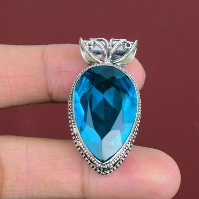 Facettierter Indicolith Anhänger 925 Sterling Silber Anhänger Wunderschöner Vintage Anhänger Echter Edelstein Schmuck Geschenke Für Frauen Handgefertigter Anhänger
