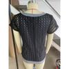 Summer Casual Lace Round Neck Short Sleeved Fake Two Piece Knitted Sweater T-Shirts Women’s