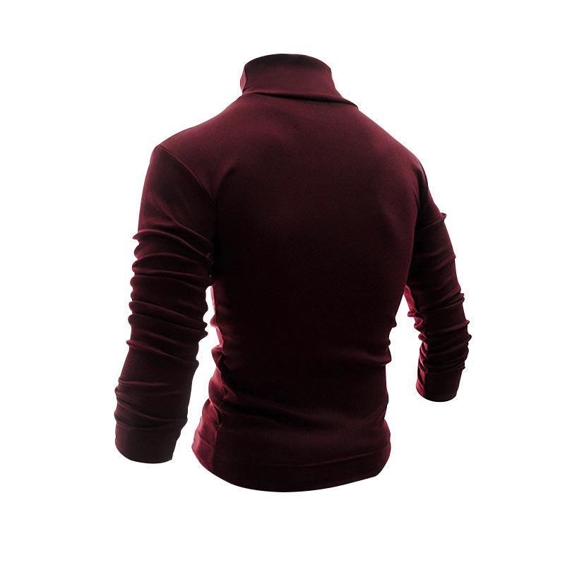 Men's Autumn/Winter High-Neck Knit Sweater - European/American Style Solid Color Long-Sleeve Fashion