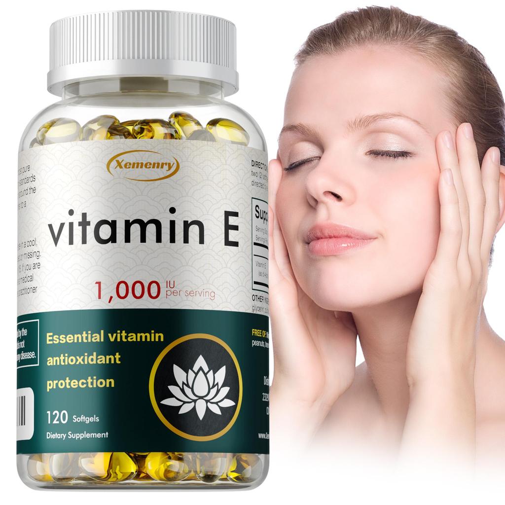 Kapsle s extraktem vitamínu E ve vysoké čistotě, zcela přírodní, bez lepku, 120 kapslí, vhodné pro dospělé.