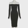 Women's Fashion: 2021 Autumn One-Shoulder Off-the-Shoulder Slim Fit Long-Sleeve Hip-Hugging Dress