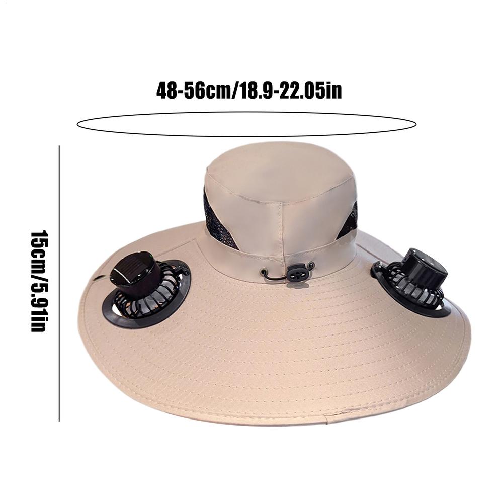 Solar Powered Fan Hat Wide Brim UV Protection Headwear Outdoor Sports Gear for Women Men Beach Vacation Fishing Hiking