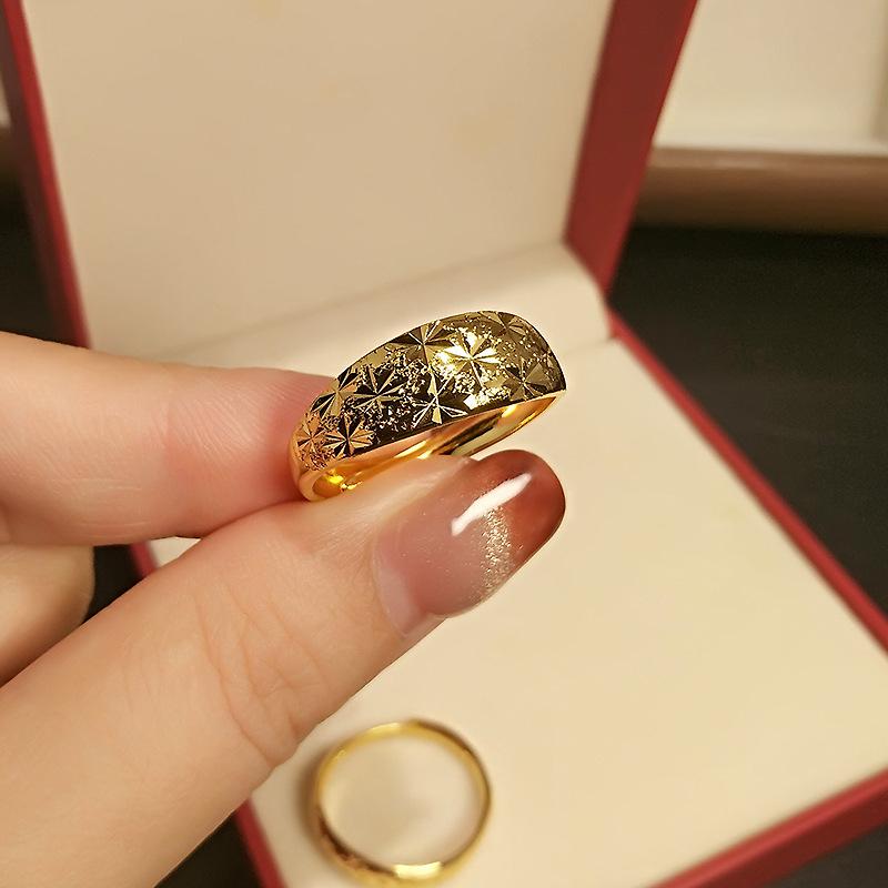 Malaysia Vietnam Sand Gold Ring Men And Women Gold-Plated Gypsy Stars Open Sand Surface Couple Ring