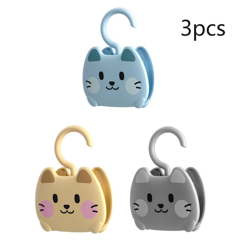 

1/3 шт. Мультяшная кошка Сушилка для одежды Портативные прищепки Прочный зажим Носки Шляпы Сверхпрочный зажим для хранения Экономия места в гардеробе разноцветный