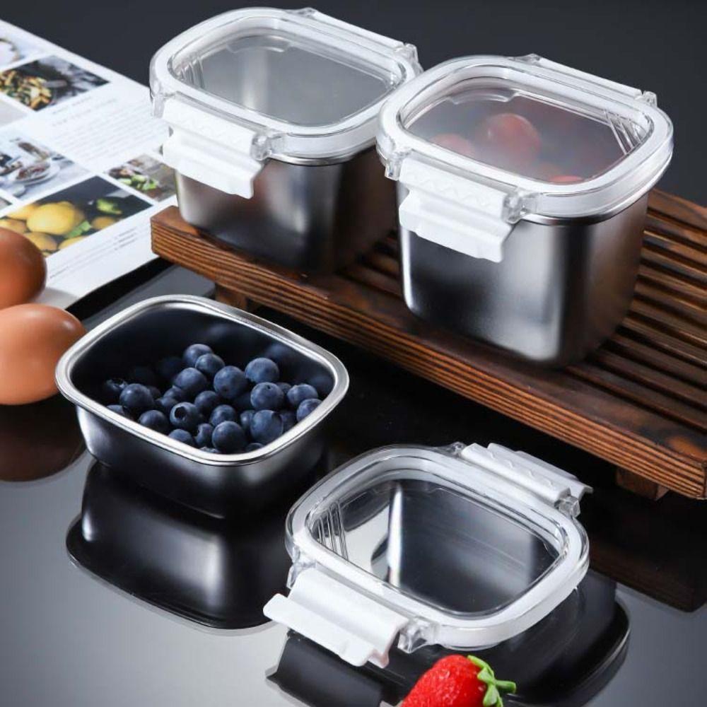 304 Stainless Steel Food Preservation Box Sealed Lid Simple Food Storage Containers Dishwasher Safe 250ML/450ML/550ML/1000ML