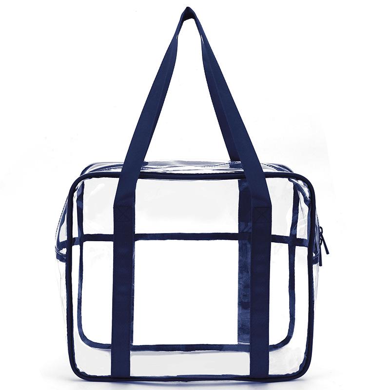 Eco-friendly Transparent PVC Zipper Makeup Bag - Waterproof, Large Capacity for Travel, Storage, or Beach Use