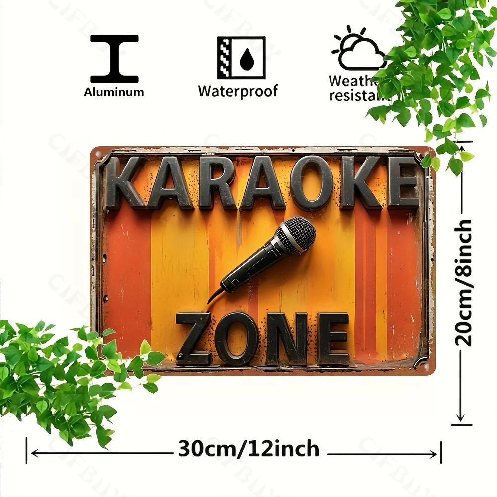 

Металлический знак зоны караоке в стиле ретро. Винтажная алюминиевая настенная табличка, многоцелевой декор для дома, гаража. Простая установка и долговечность. 20x30cm белый