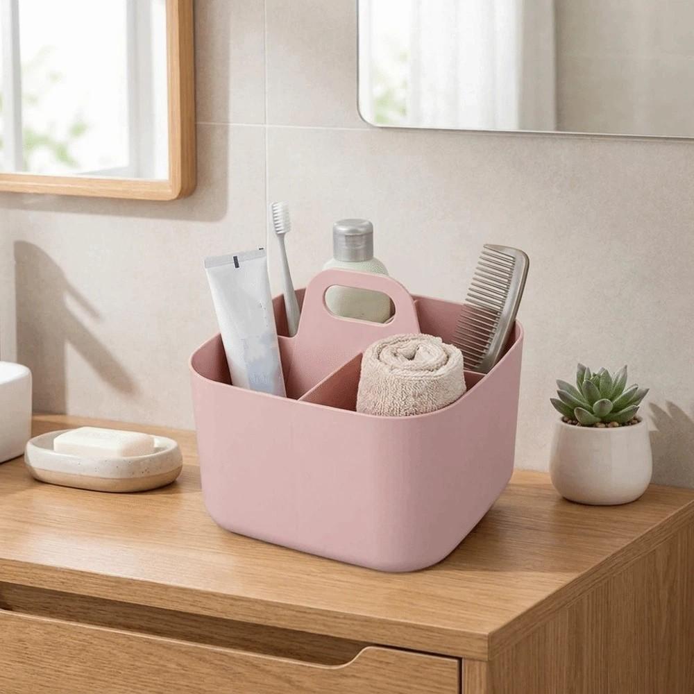 Multi-compartment Cosmetic Organiser with Handle Portable Storage Box Desk Storage Basket Office