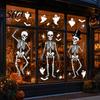 Easy Peel Glass Decal 3Pcs Halloween Skeleton Stickers, Waterproof PVC Window Clings, Static Decals, Wear-resistant Cling Removable Stickers for Home