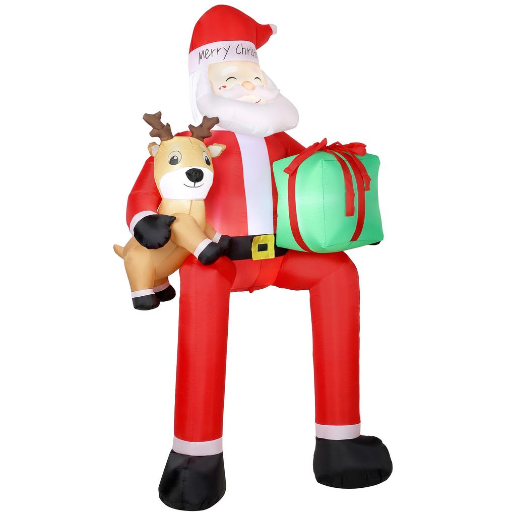 9.3ft Giant Christmas Inflatable Hanging Santa Claus W/ Reindeer