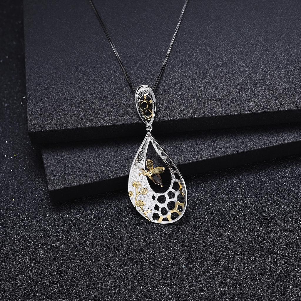 Pendente in stile designer originale, elemento di design in stile naturale, ciondolo in argento 925 con pietra preziosa naturale