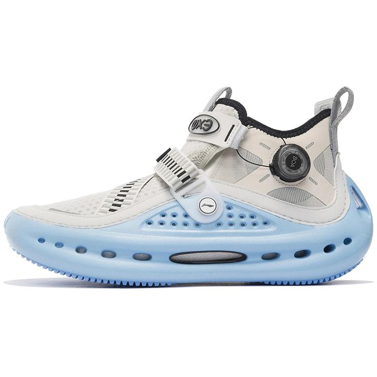 New LiNing WU XING 3 Anti Slip Wear Resistant Mid Top Casual Shoes Men's Gray Blue AZGS041-3