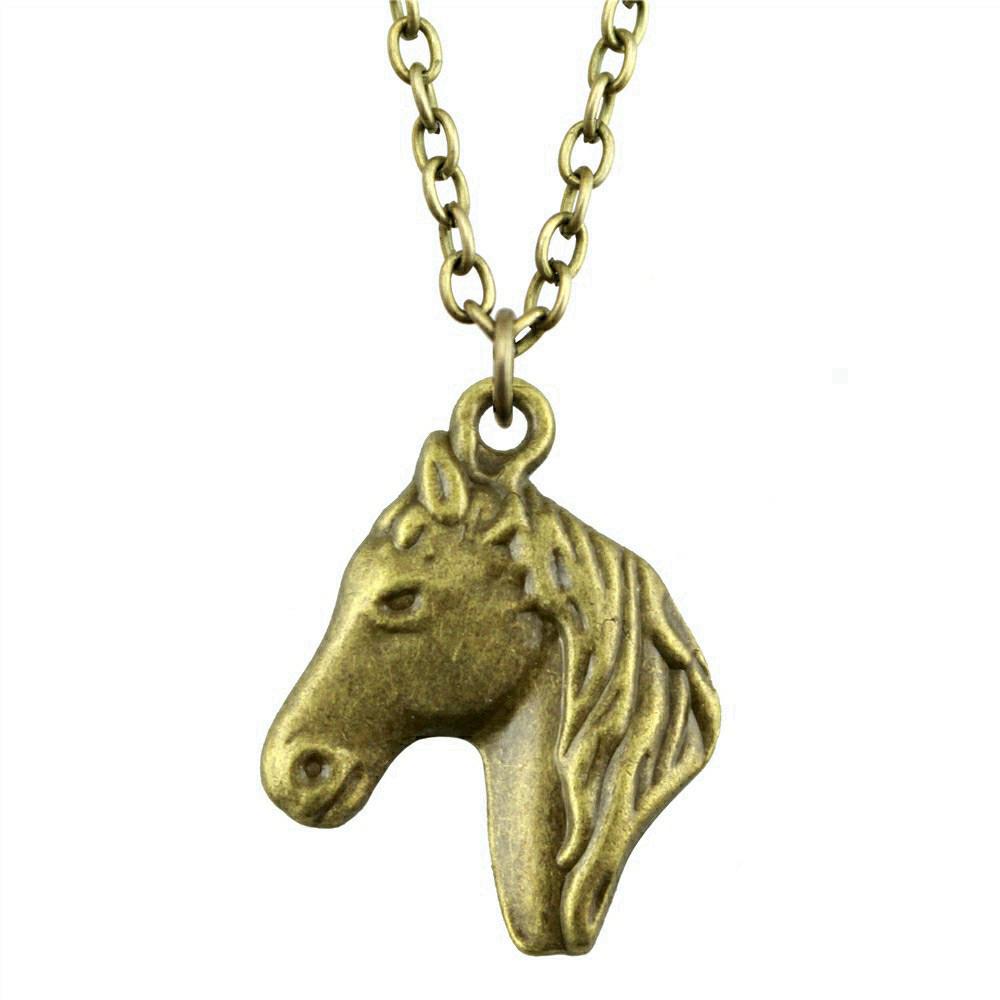 Horseshoe Charm Necklace  Animal Pendant For Horse Lovers Cowboy Western Jewelry 43cm Chain