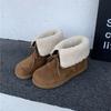 Women's large size padded thickened winter warm fur one snow boots padded lining ankle boots non-slip hiking sports cotton short boots