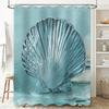 Blue Shell Print Shower Curtain Waterproof Bathroom Decor Luxury Home Decoration Soft Fabric High-Quality Bath Curtains Set for
