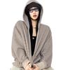 ICH MODE Women's Striped Hooded Zip-Up Cardigan
