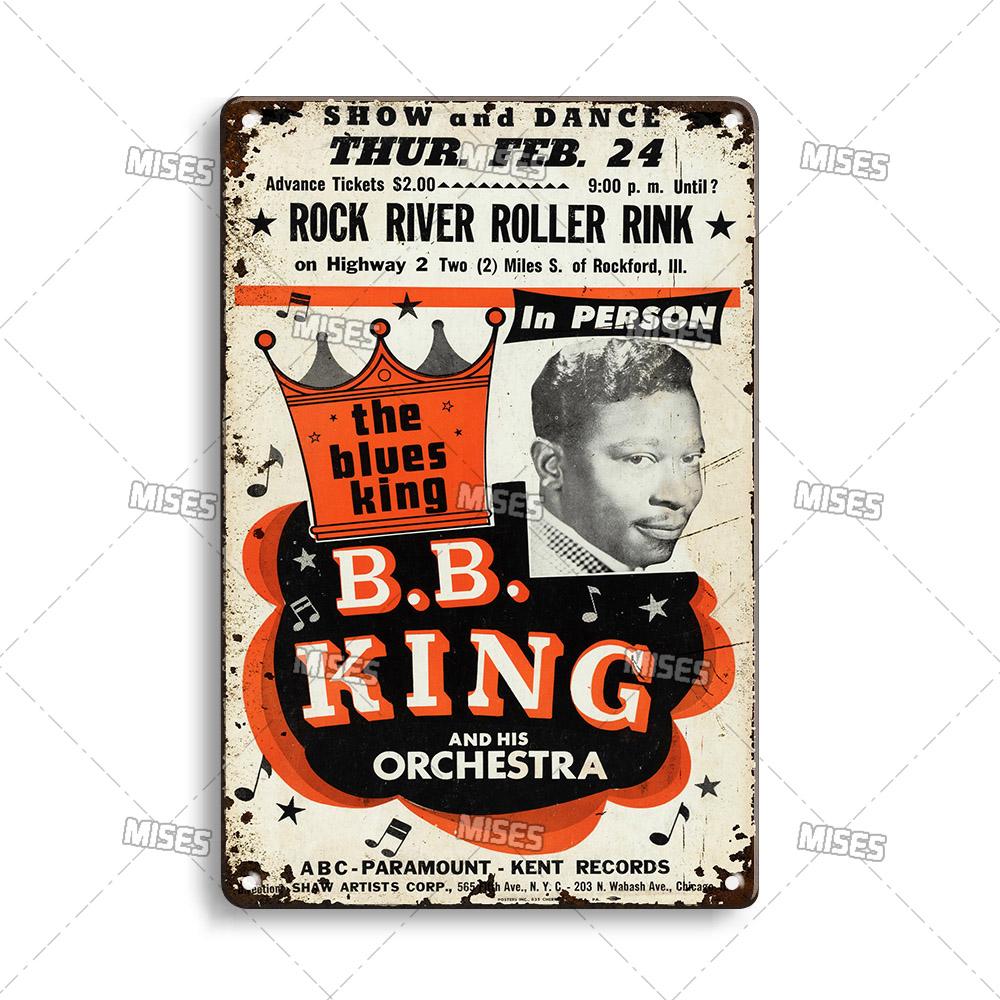 DORA Tin Sign MISES KING OF THE BLUES BB King Metal Poster Classic Metal Sign Wall Plate Home Garden Cafe Industrial Decor Old Metal Plaque