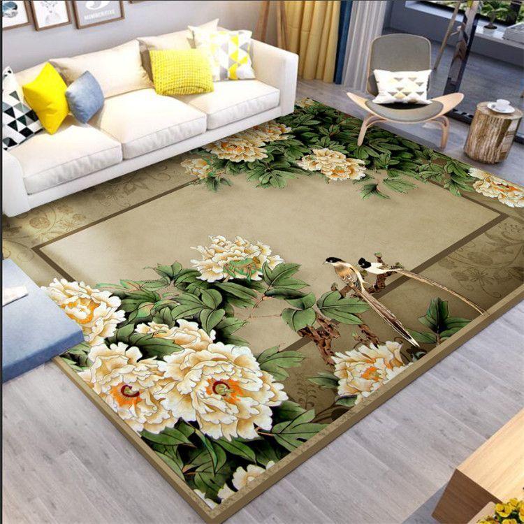 Flower Living Room Carpet Tea Table Carpet Room Home Use Stain Resistant Floor Mat Bedroom Bedside Carpet