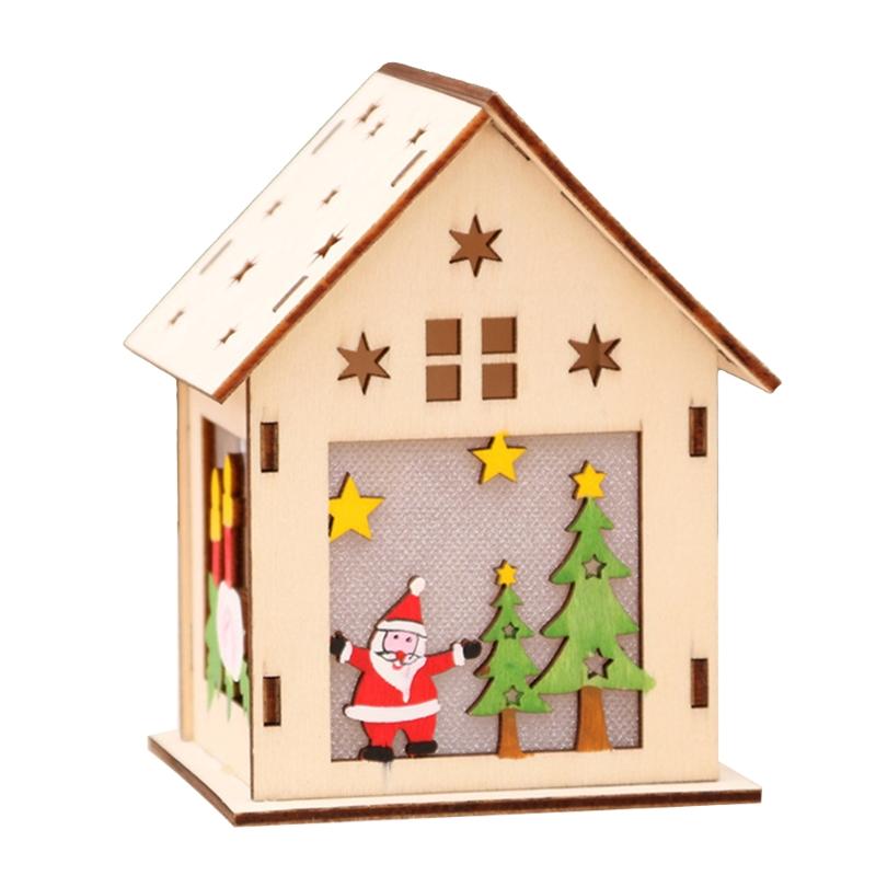 3/5’’ Xmas Desk Decor House Santa/Snowman/Reindeer Tabletop Decor Lovely Christmas Ornament DIY Wooden Puzzle Art Crafts