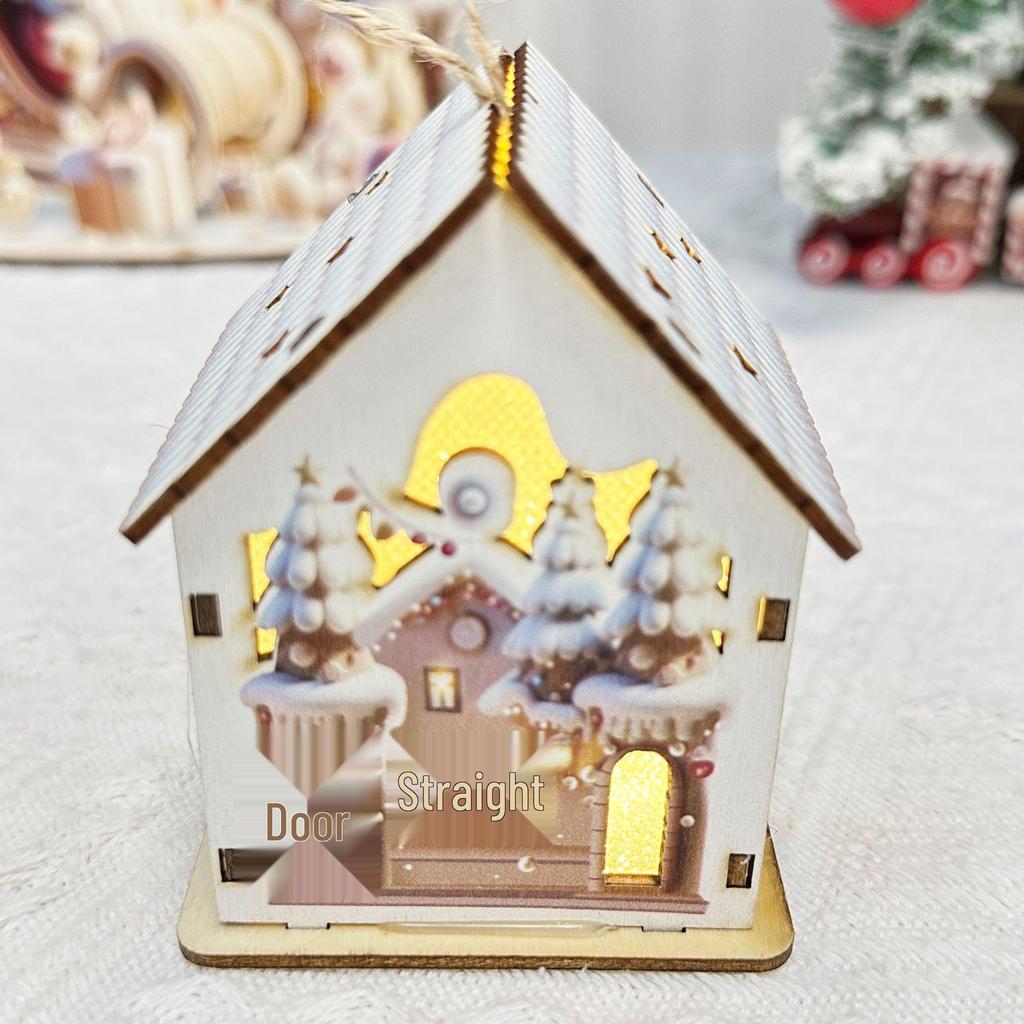 Nordic Style Light-Up Wooden Christmas Tabletop House Ornaments