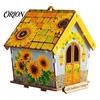 Jeu de construction modèle en bois Maison de Noël 3D Kit de peinture strass, Tournesol DIY Ornements de bureau faits à la main Cabane artisanale, Arts artisanaux