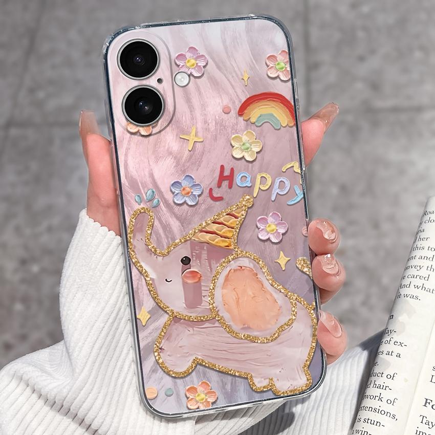 For iPhone 17 Air 16 15 14 13 Pro Max Plus 16e Luxury Clear Phone Case Cute Couple Piggy Pattern Soft Silicone Anti Slip Shell For iPhone Bumper Cover