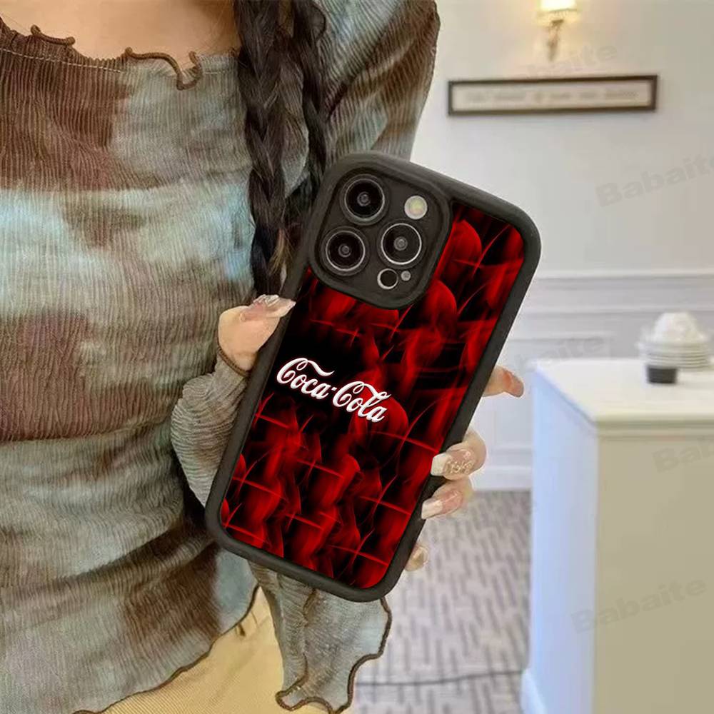 C-COCA Logo C-COLA Silicone Soft Phone Case For IPhone 17 16 14 13 12 11 15 Pro Max Plus Air Cover