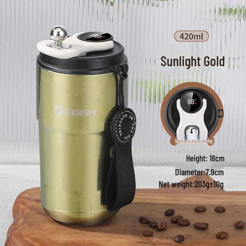 Smart Titanium Coffee Mug with Temperature Display