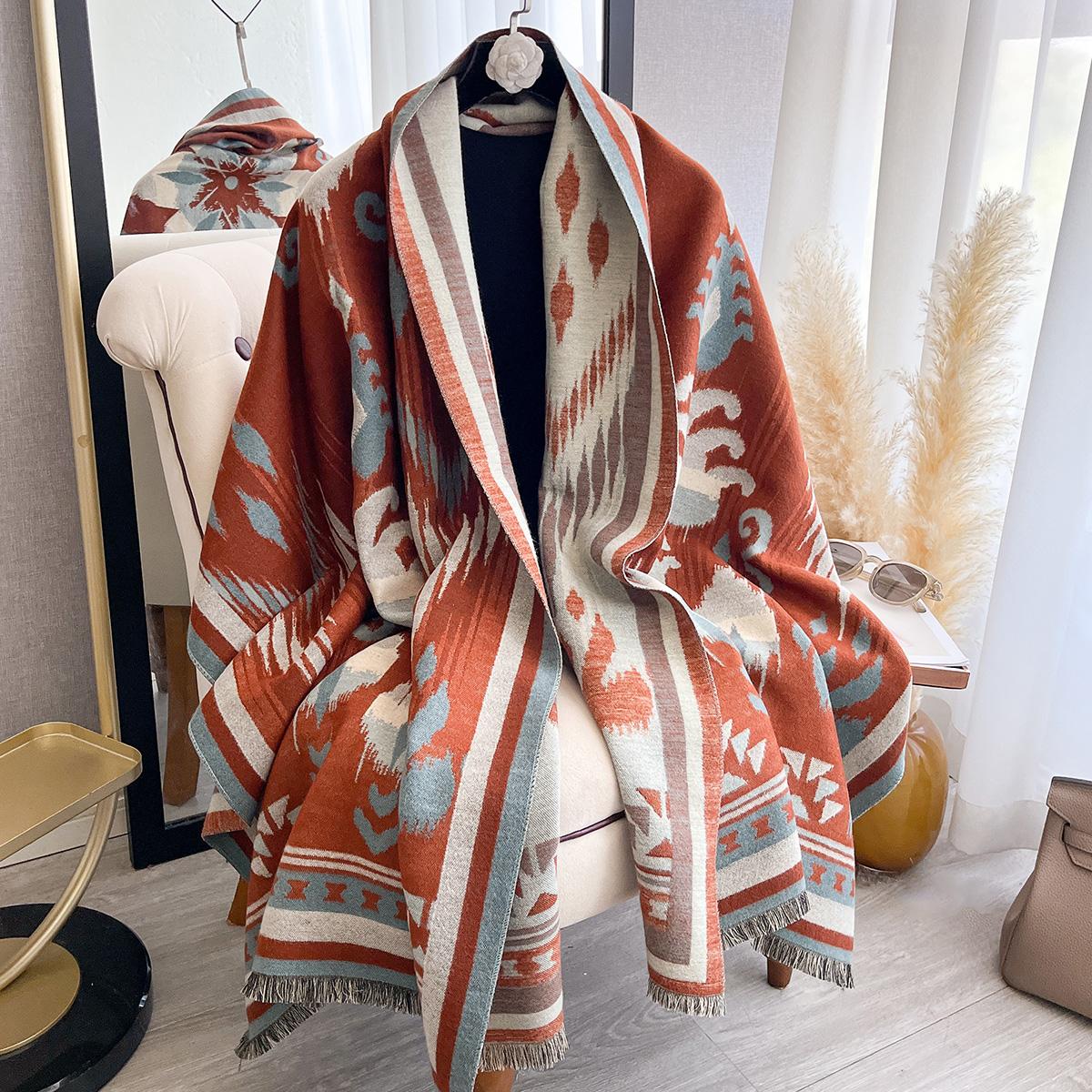 

Women S Winter Thick Double-Sided Jacquard Faux Cashmere Scarf - Warm Pashmina Shawl, Cold & Wind Resistant Blanket
