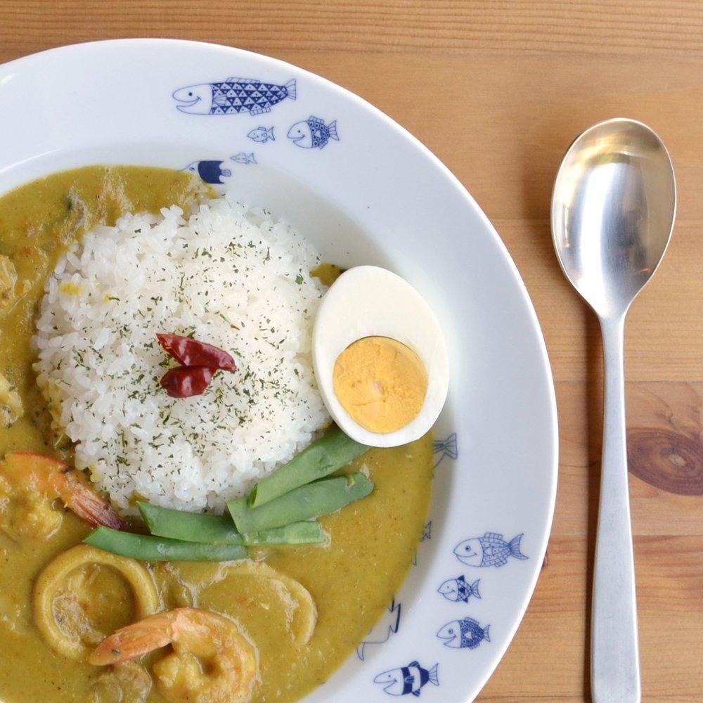 Natural69 Cocomarine Pasta Plate with School of Fish Natural69 Hasami Ware Large Curry Microwave and Dishwasher Made In Stylish and Nordic Japanese