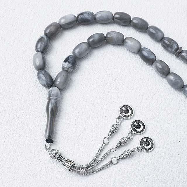 Saudi-Arabische Gebetsperlen: 33 Perlen Rosenkranzarmband mit Stern- und Mondanhänger