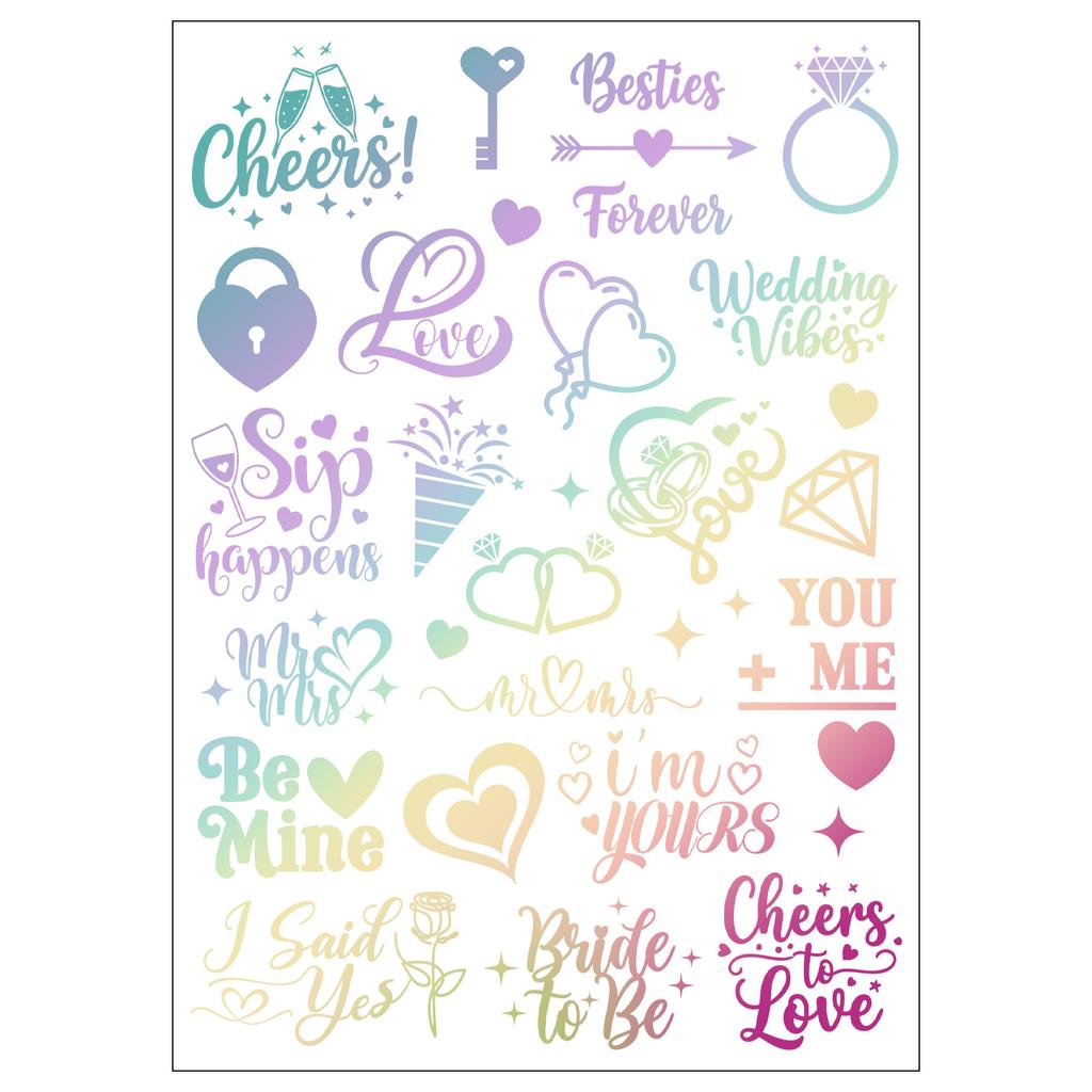 Colorful Laser Bronzing Tattoo Stickers Wedding Party Bachelorette Bridesmaid Party Metal Stickers
