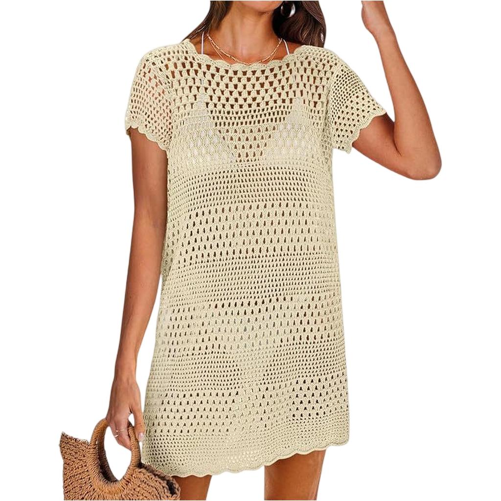 Women's Cover Up Edge Hollow Beach Cover Up Loose Dress