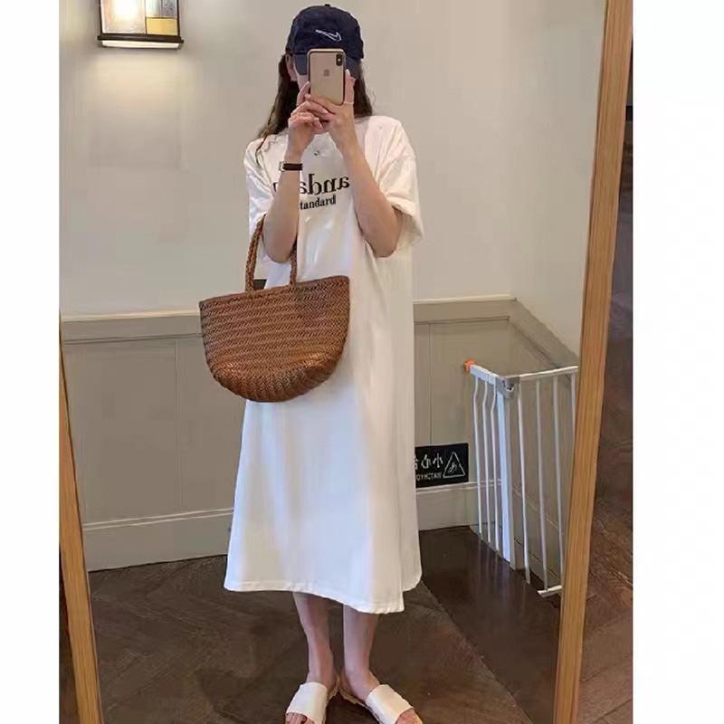 Women's Oversized Short-Sleeve T-Shirt Dress - Casual Summer 2022 Korean-Style