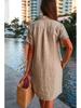 2023 European & American Cotton Linen Shirt Dress with Pockets & Buttons
