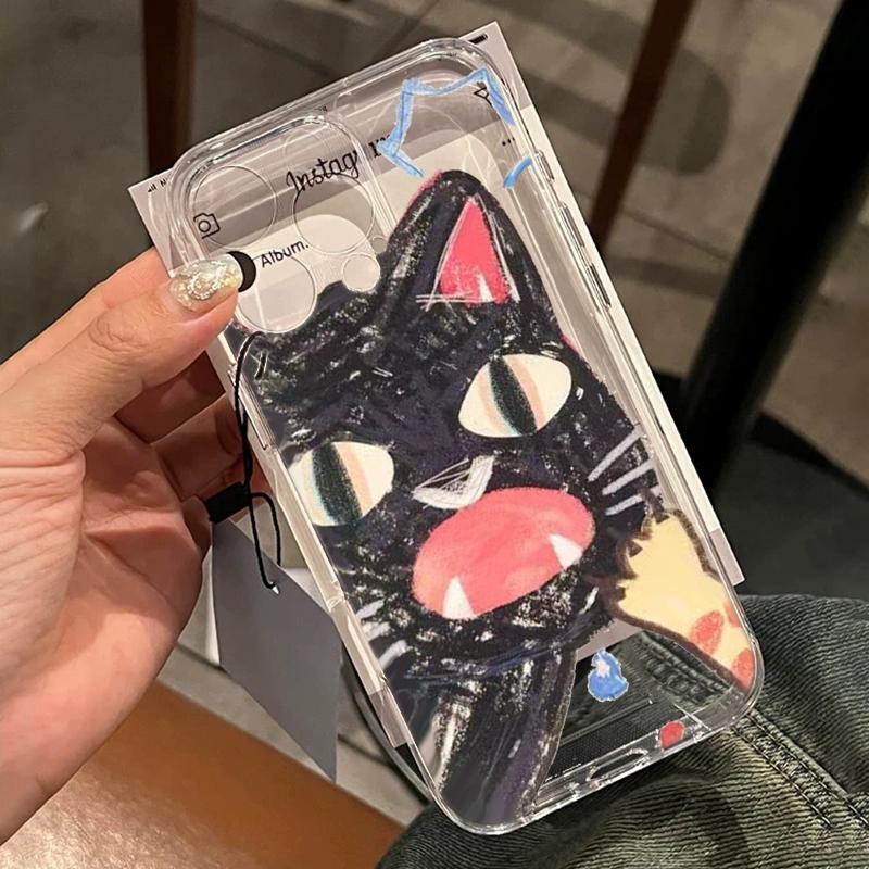 

Kawaii Kitten Clear Phone Case For iPhone 17 16 13 15 11 12 14 17 Pro Max Air 7 8 Shockproof Transparent Cover Silicone Fundas iphone 11 Pro