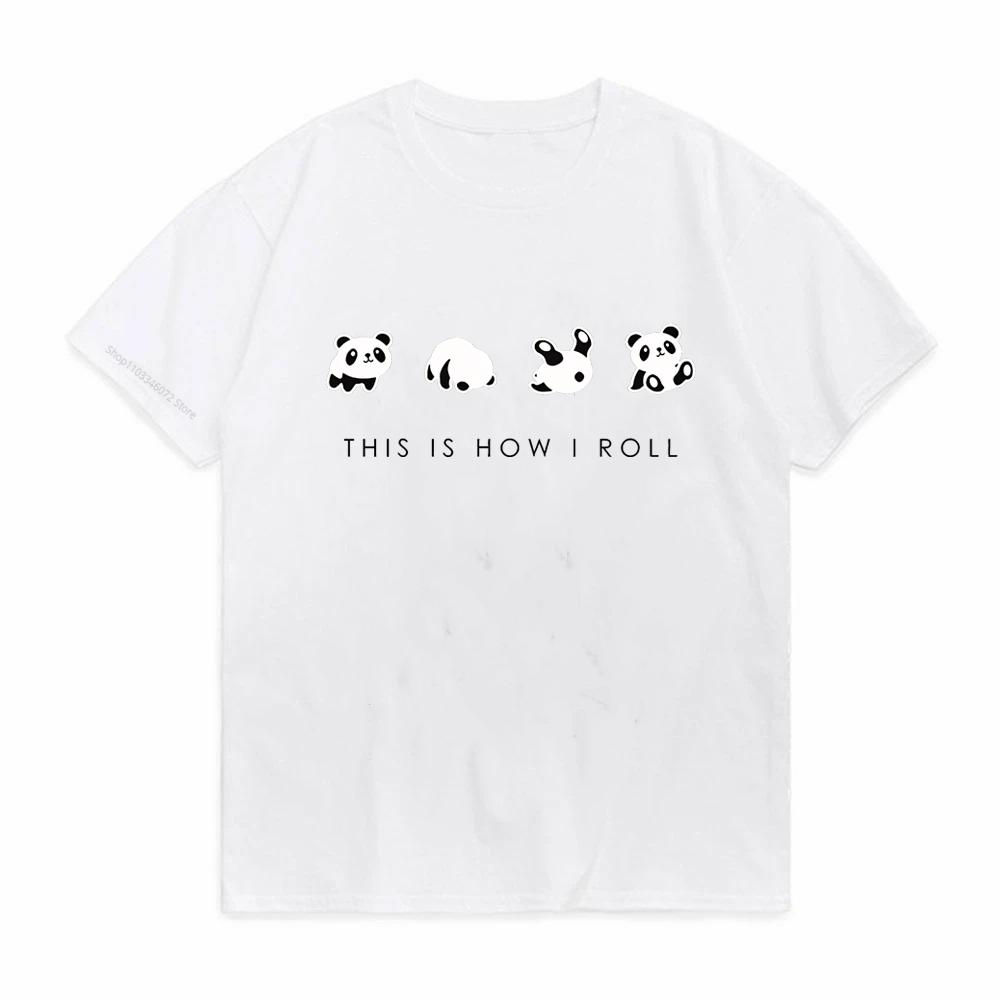 Panda Print Crew Neck TShirt Casual Short Sleeve TShirt For Spring  Summer casual basics Ocollar Womens Clothing