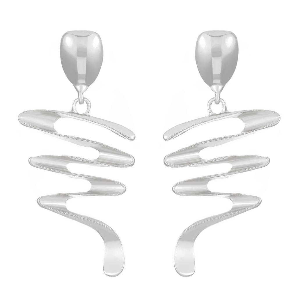 Retro Übertriebene Geometrische Asymmetrie Verzerrung Linie Metallnieten Ohrstecker für Damen Trendiger Rock Korea Ohrring Schmuck Geschenke